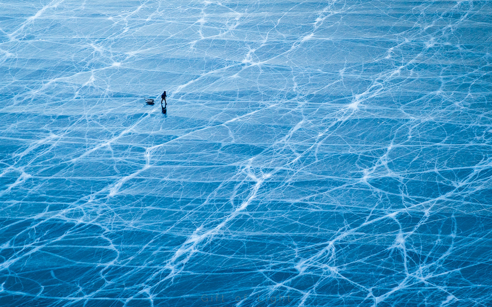 lake baikal ice surface blue russia 1080P wallpaper