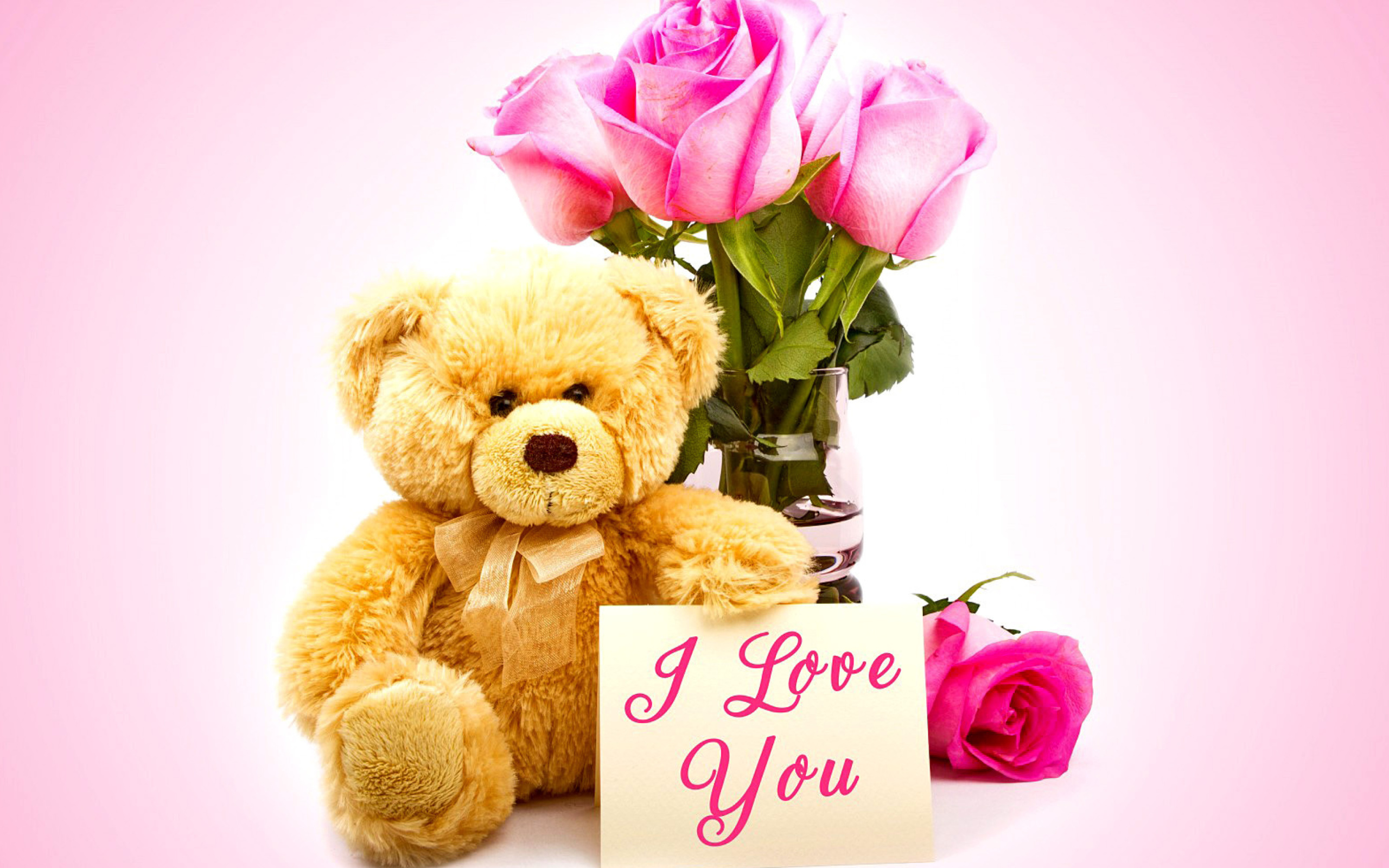 Valentines Day Teddy Bear pink roses i love you wallpaper ...
