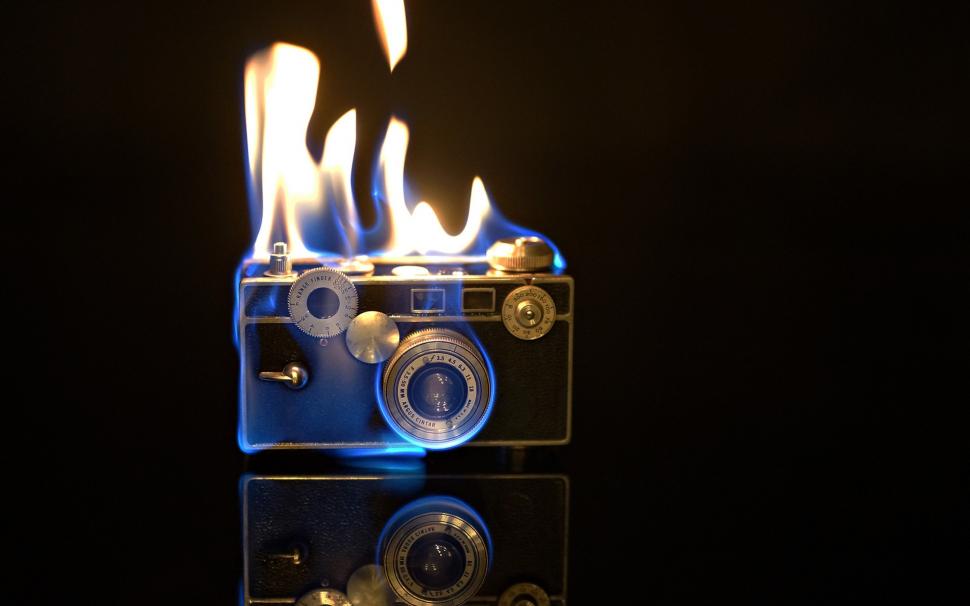 camera flames fire creative pictures 1080P wallpaper middle size