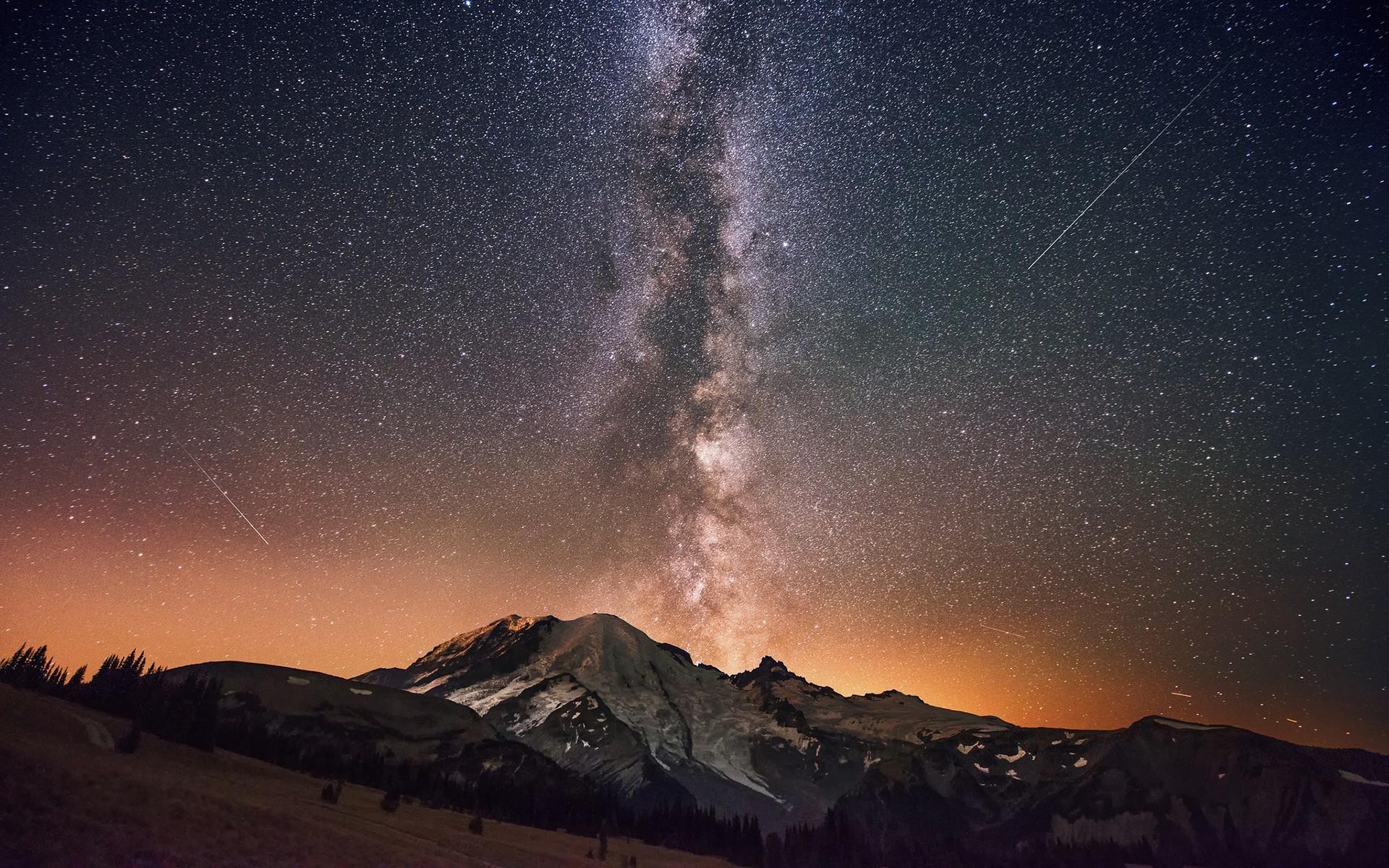 Milky Way above the mountain peak wallpaper | nature and landscape