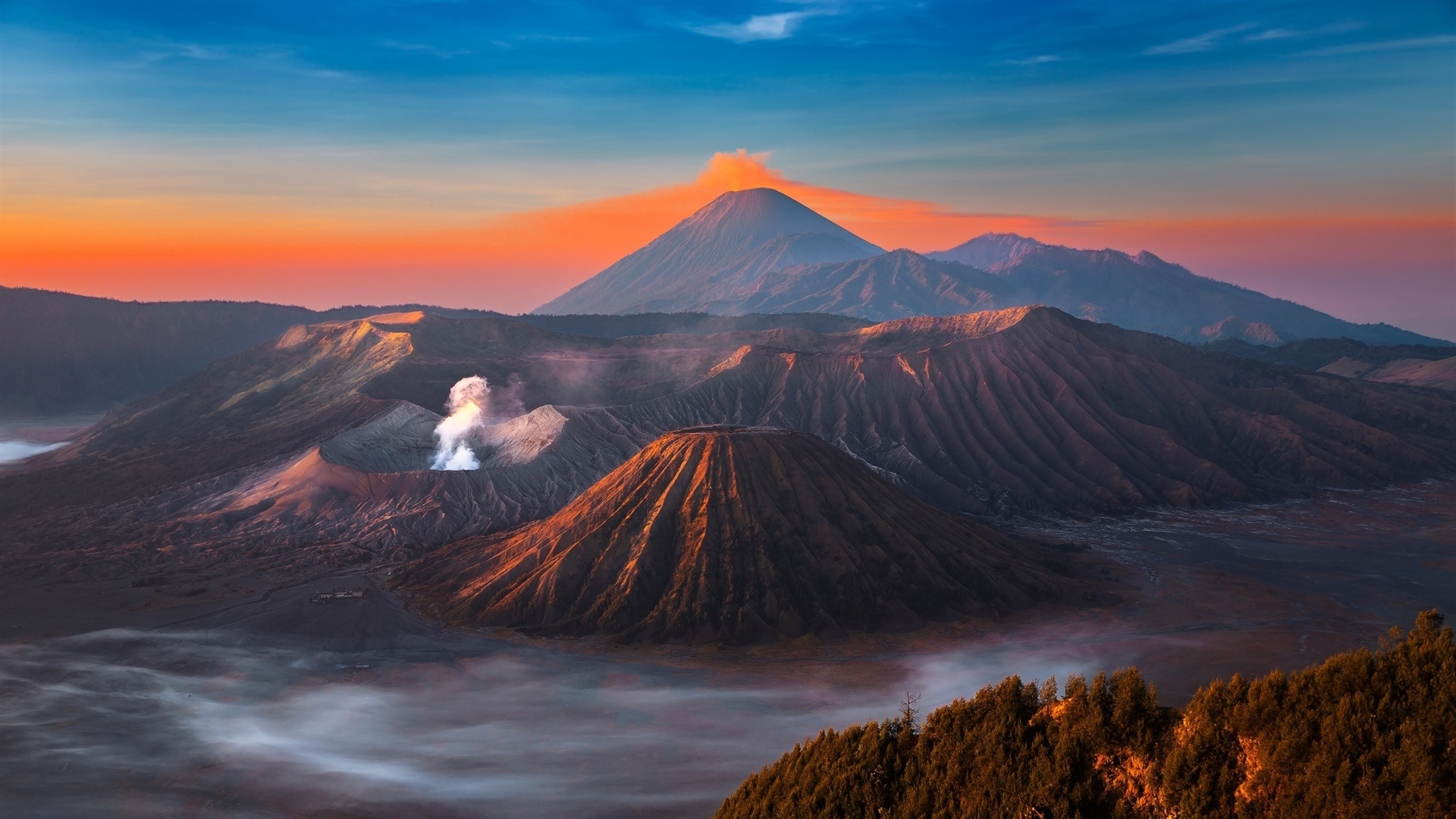 Indonesia, Java, volcano, eruption, sky, mountains wallpaper | nature