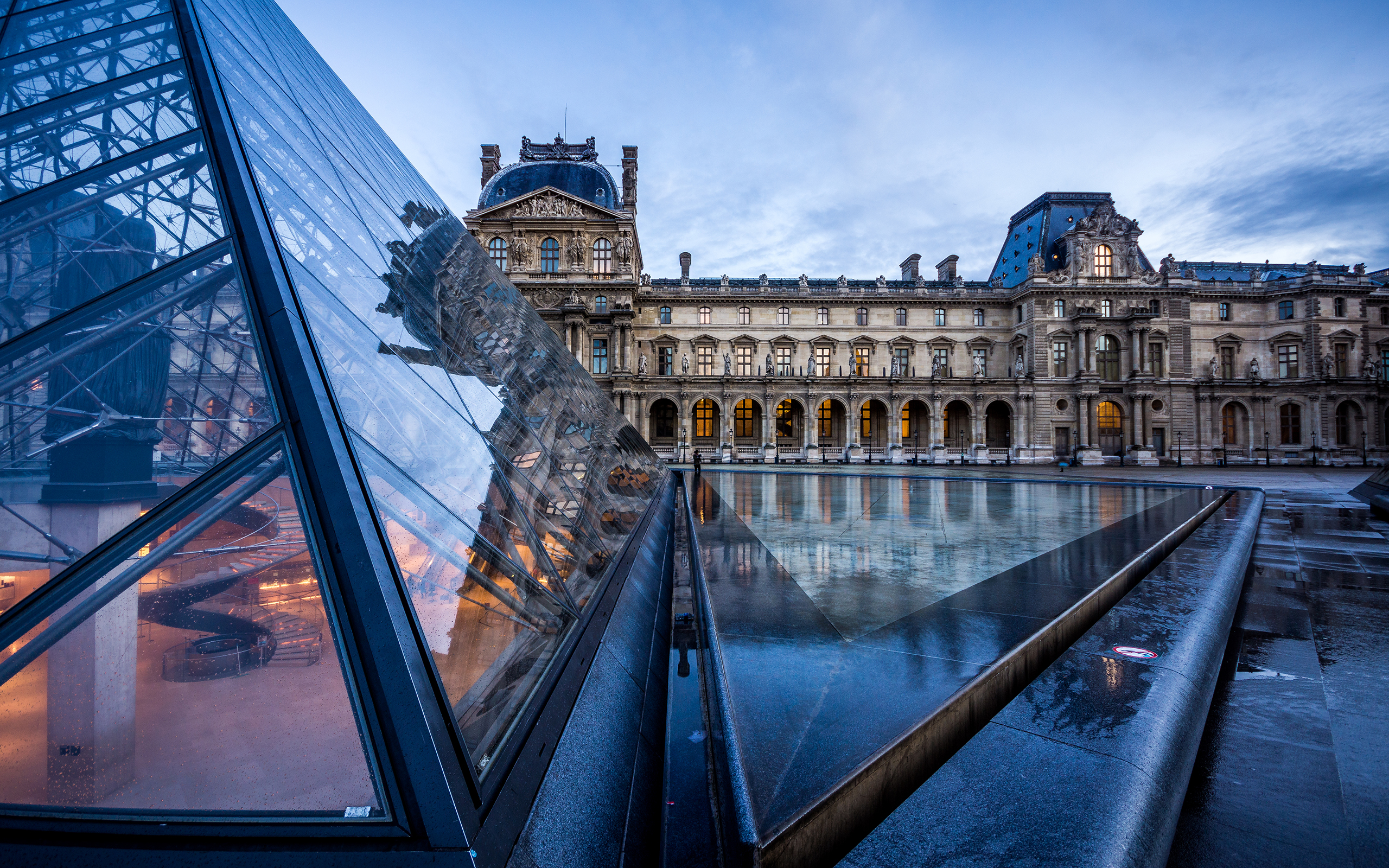 The Louvre Louvre Pyramid Buildings Paris Reflection HD ...