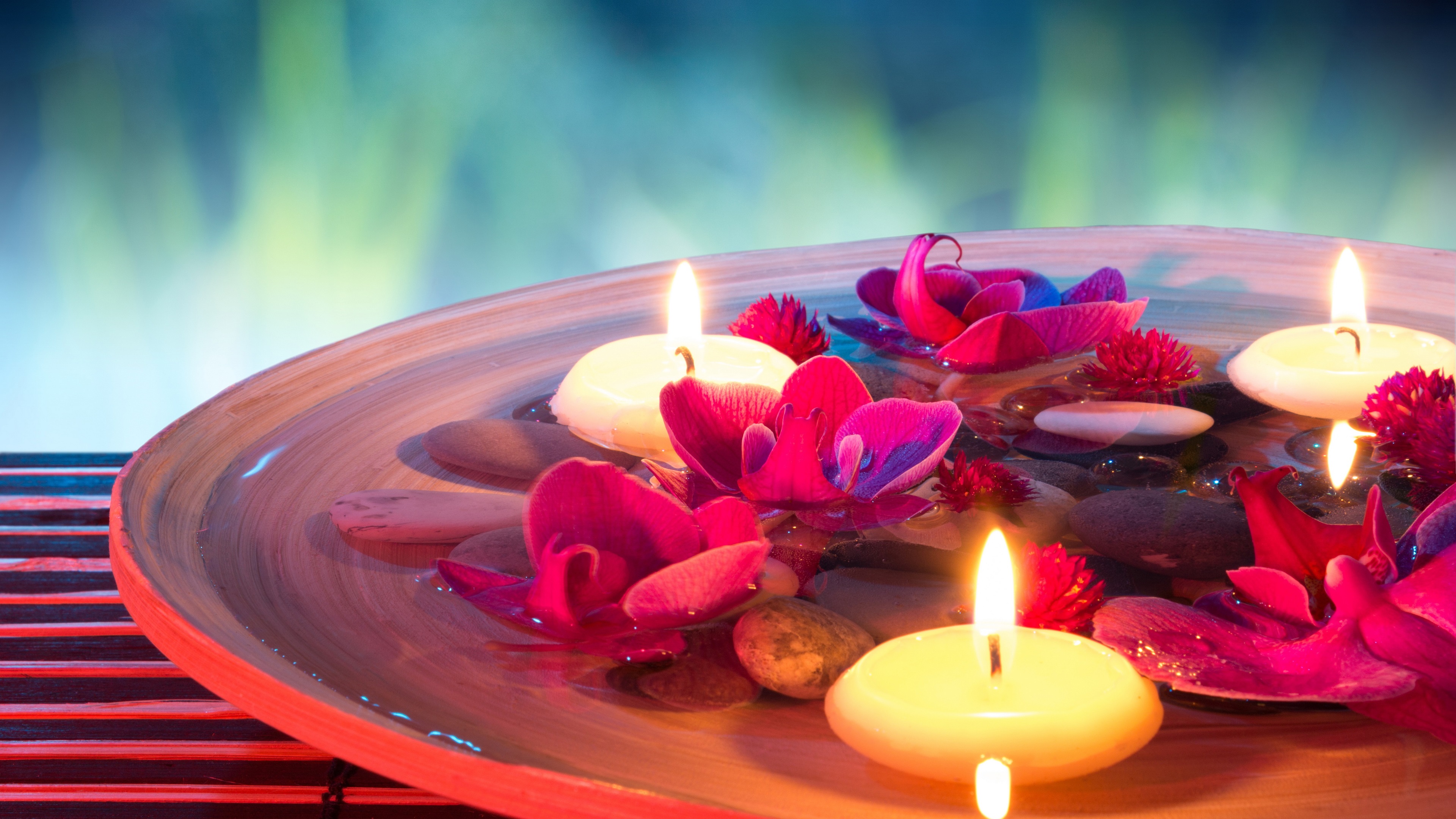SPA themed, candles, flowers, stones, water wallpaper ...