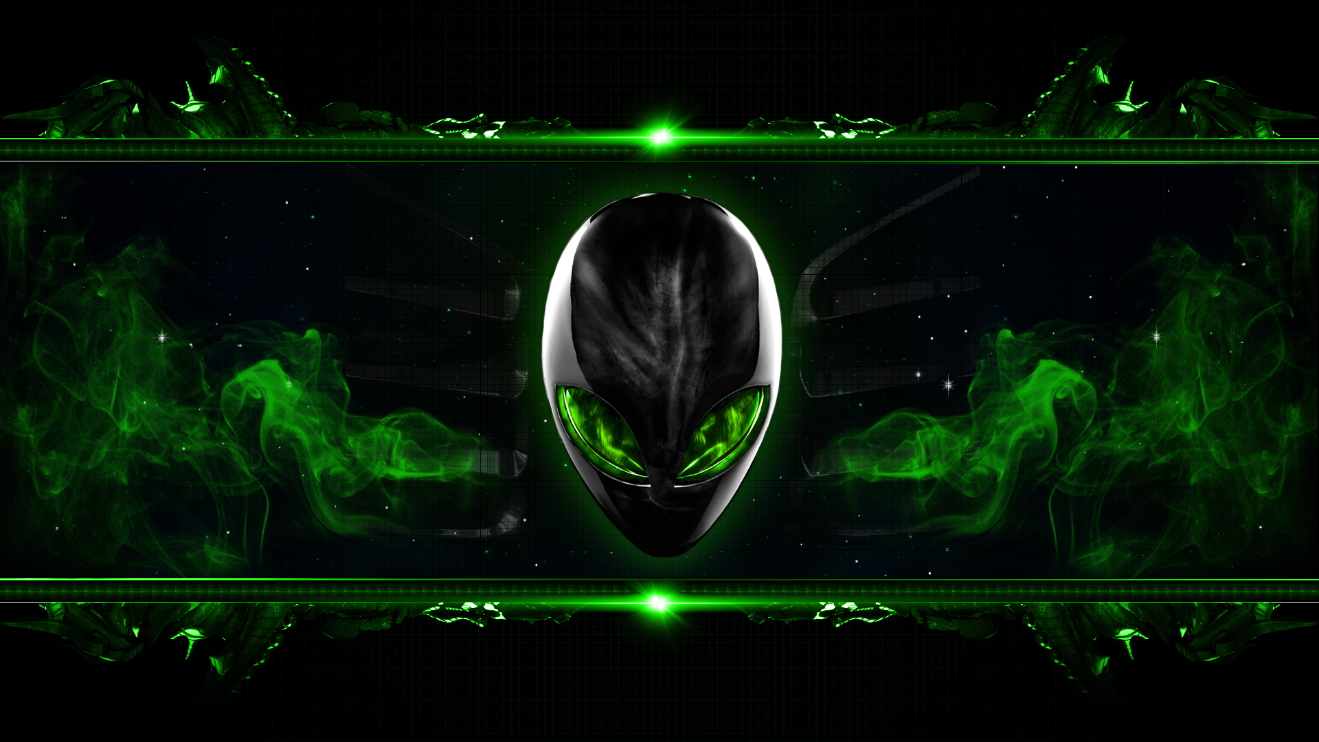 Alienware Games Abstract Green Software Digital Art Dark
