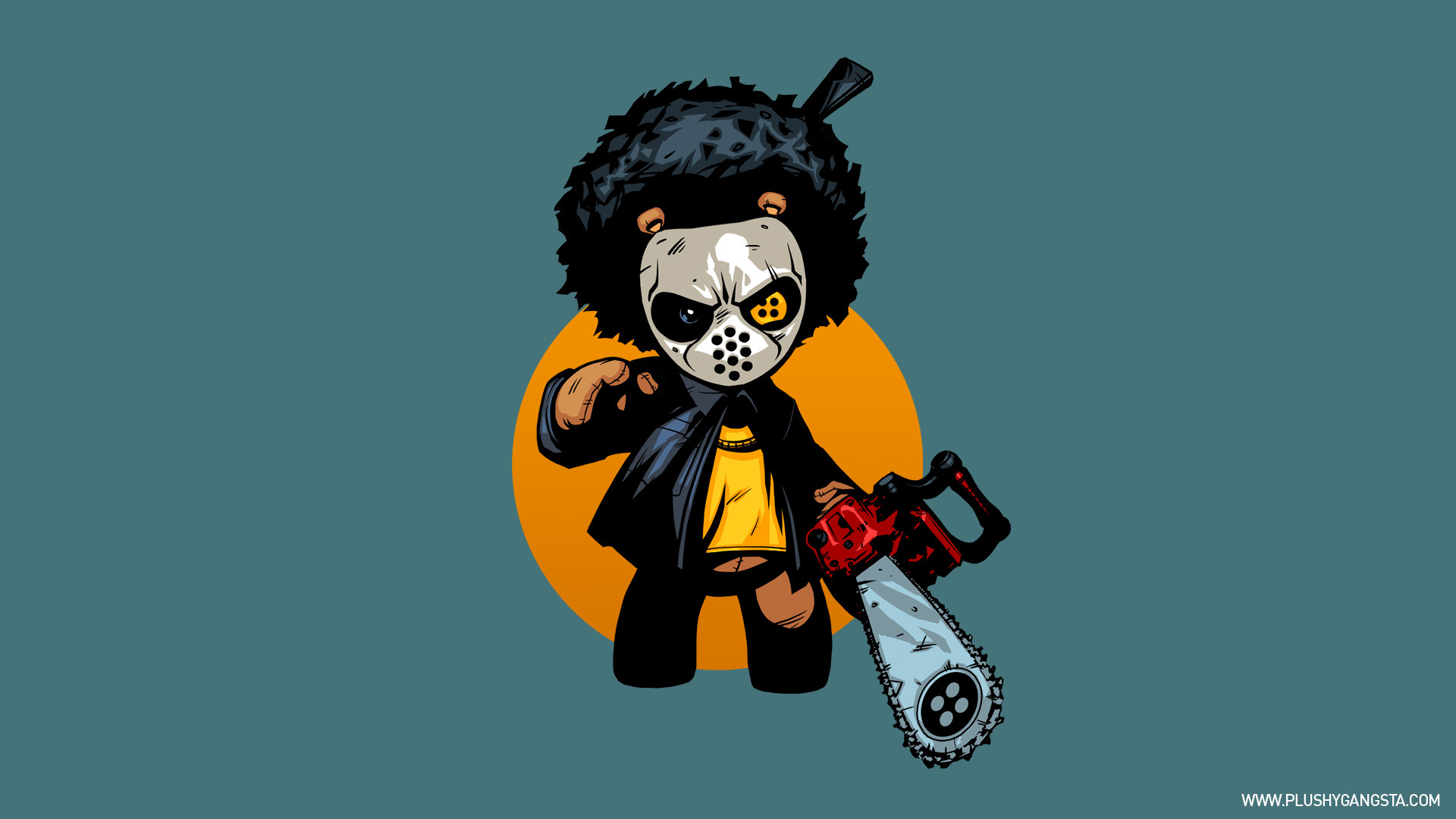 Gangster Teddy Bear Chainsaw Mask Afro Hd Wallpaper Anime Wallpaper