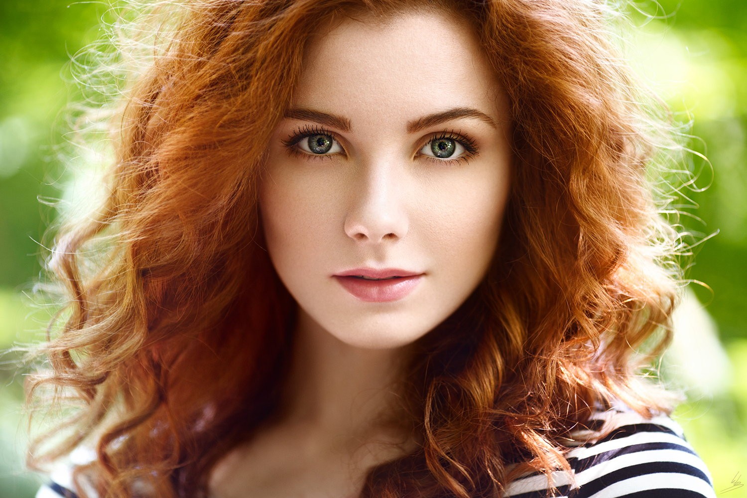 Women Outdoors Redhead Blurred Curly Hair Face Wallpaper Girls