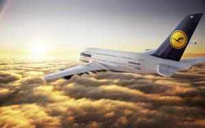 Airbus A380 flight clouds wallpaper thumb