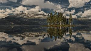 Reflection Calm Lake Landscape Trees Clouds HD wallpaper thumb