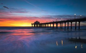 United States, California, Manhattan Beach, sunset, bridge wallpaper thumb