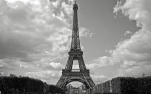 Eiffel Tower Paris BW HD wallpaper thumb