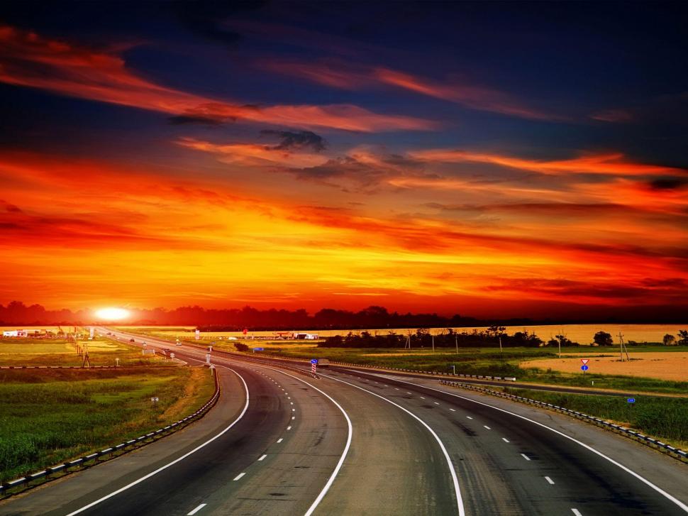 Sunset Road wallpaper,picture HD wallpaper,sunny HD wallpaper,beije HD wallpaper,nice HD wallpaper,background HD wallpaper,poles HD wallpaper,gold HD wallpaper,clouds HD wallpaper,photo HD wallpaper,landscape HD wallpaper,evening HD wallpaper,sunshine HD wallpaper,2048x1536 wallpaper