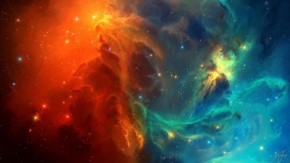 Space nebula, blue and red galaxies wallpaper,Space HD wallpaper,Nebula HD wallpaper,Blue HD wallpaper,Red HD wallpaper,Galaxies HD wallpaper,2560x1440 wallpaper