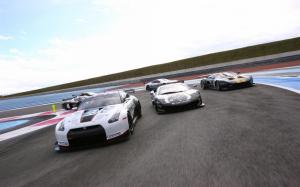 Race Cars Race Track Nissan Skyline GTR Ford GT Lamborghini Murcielago HD wallpaper thumb