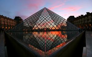 The Louvre Louvre Pyramid Buildings Paris HD wallpaper thumb