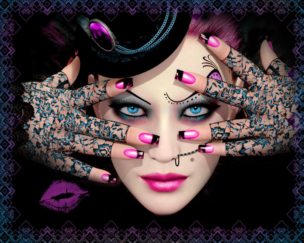 A Gothic Love Affair wallpaper,lipstick HD wallpaper,gloves HD wallpaper,fishnet HD wallpaper,blue eyes HD wallpaper,woman HD wallpaper,gothic HD wallpaper,3d & abstract HD wallpaper,2000x1600 wallpaper