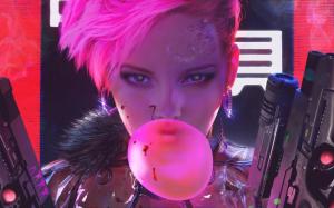 Cyberpunk, Futuristic, Bubble Gum, Pink Hair wallpaper thumb
