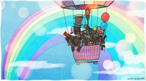 Team Fortress Rainbow Balloon Gas Mask HD wallpaper thumb