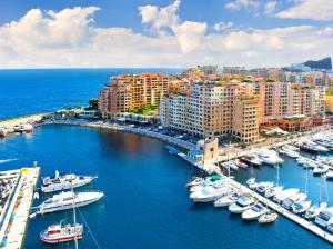 Monaco, city, blue sea, pier, yachts, houses, sky, clouds wallpaper thumb