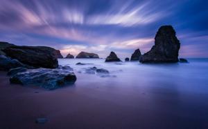 USA, California, ocean, coast, stones, blue, night wallpaper thumb