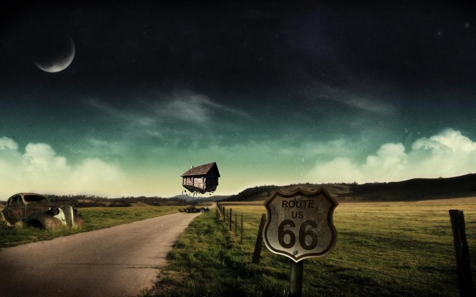 Route 66 Floating House wallpaper,route 66 HD wallpaper,float HD wallpaper,floating house HD wallpaper,3d & abstract HD wallpaper,1920x1200 wallpaper