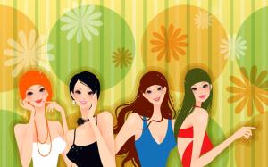 Four fashion girl vector wallpaper thumb