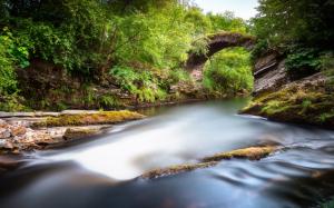 Scotland, Alba, Great Britain, park, valley, river, rocks, bridge, green wallpaper thumb