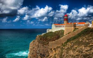 Magnificent Lighthouse On Cliff Fortress Hdr wallpaper thumb