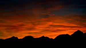 Sunset Orange Mountains Silhouette HD wallpaper thumb