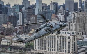Helicopters, Military Aircraft, Aircraft, Sikorsky UH-60 Black Hawk, City, Cityscape, Skyscraper wallpaper thumb