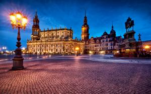 Germany, Dresden, Theatre Square, night lights wallpaper thumb
