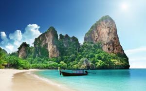 thailand, sea, ocean, boat, rock wallpaper thumb