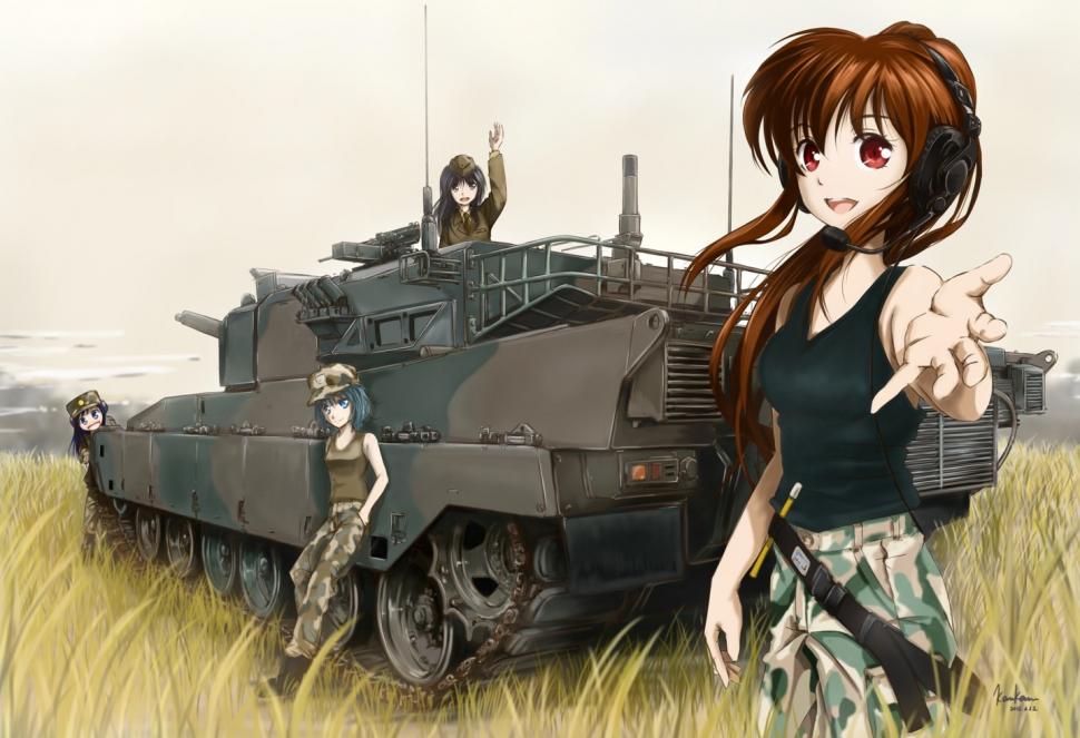 Anime Girls, Army Girl, Tank wallpaper,anime girls wallpaper,army girl wallpaper,tank wallpaper,1434x981 wallpaper