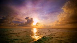 Ocean Sunlight Sunset HD wallpaper thumb
