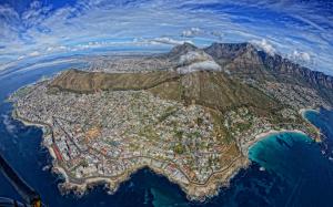 Cape Town South Africa Buildings Mountains Aerial Coast HD wallpaper thumb
