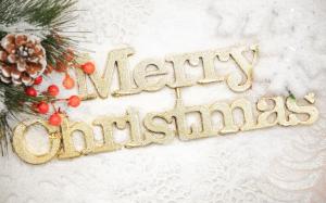 Christmas sign, christmas tree, snowflakes, ornaments wallpaper thumb