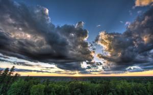 Landscape, Forest, Sky, Clouds, Sunset, Nature wallpaper thumb