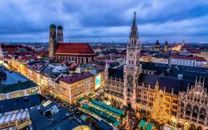 Munich, Germany, city, night, buildings, lights wallpaper thumb