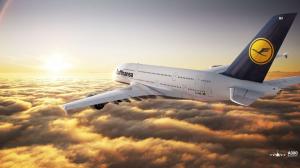 Airbus A380 Lufthansa Sunset HD wallpaper thumb