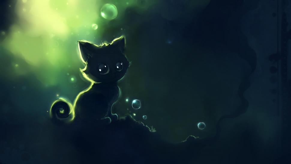 Cute kitten in the dark wallpaper | other | Wallpaper Better