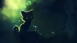 Cute kitten in the dark wallpaper thumb