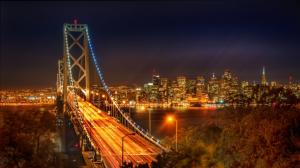 USA city bridge at night wallpaper thumb