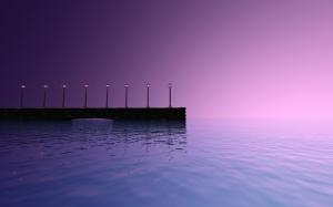 Pier Dock Purple Ocean HD wallpaper thumb