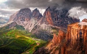 Italy, South Tyrol, Dolomites, mountains, Alps, clouds, dusk wallpaper thumb