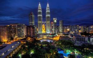 Kuala Lumpur, Malaysia, city night, lights, buildings wallpaper thumb