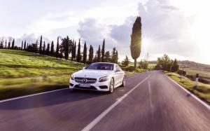 Mercedes-Benz S-Class Coupe white car in the road wallpaper thumb