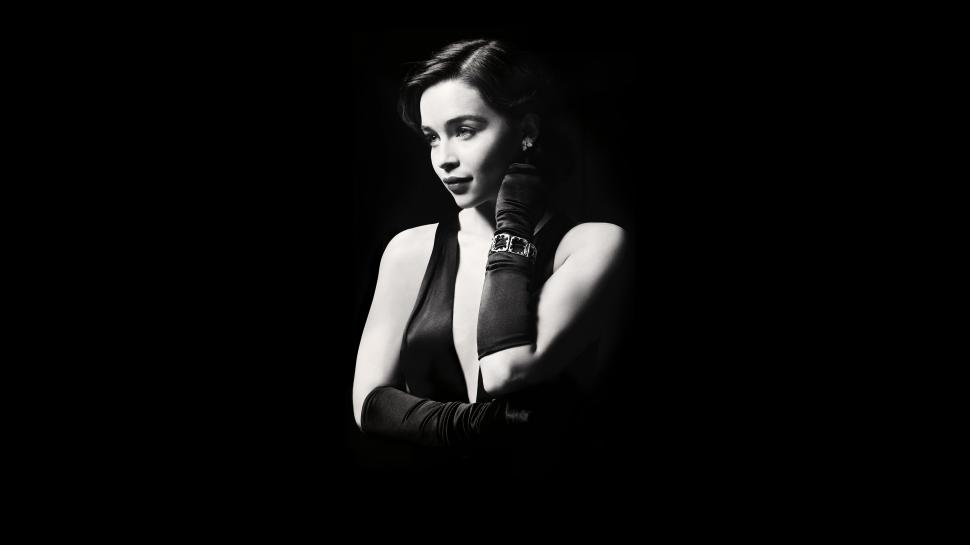 Emilia Clarke Black White wallpaper | celebrities | Wallpaper Better