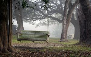 Mood Landscapes Swing Bench Chair Fog Widescreen Resolutions wallpaper thumb