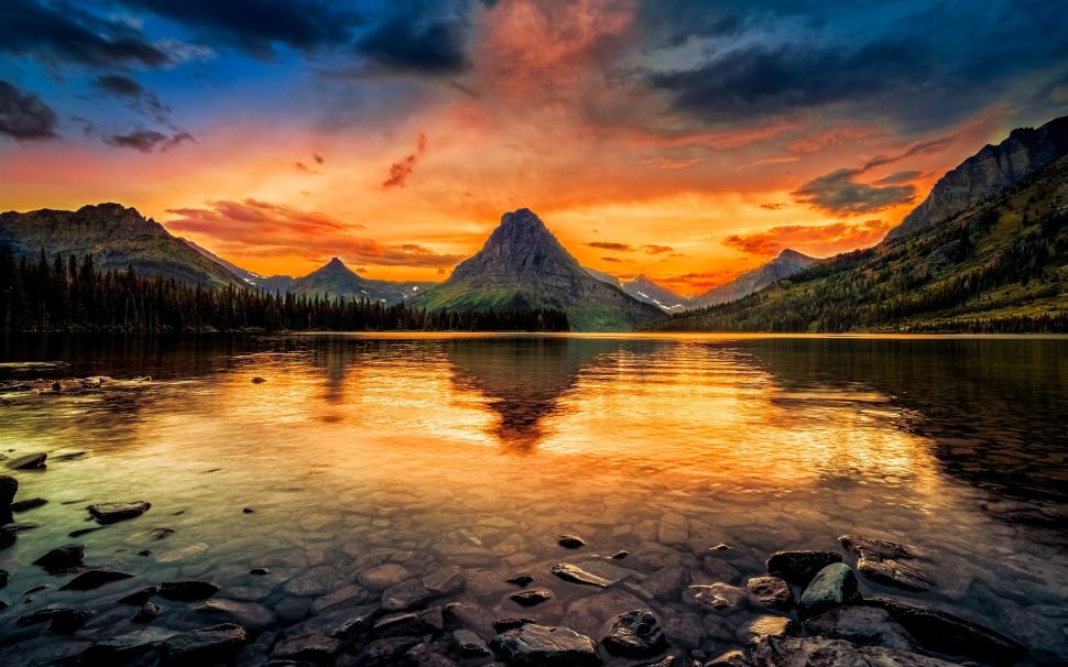 Two Medicine Lake, Glacier National Park, USA, mountains, clear water, sunset wallpaper,Two HD wallpaper,Medicine HD wallpaper,Lake HD wallpaper,Glacier HD wallpaper,National HD wallpaper,Park HD wallpaper,USA HD wallpaper,Mountains HD wallpaper,Clear HD wallpaper,Water HD wallpaper,Sunset HD wallpaper,2560x1600 wallpaper