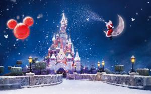 Christmas and New Year, the Disney castle, snow flying wallpaper thumb