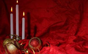 christmas decorations, candles, christmas, holiday, fabric, background wallpaper thumb